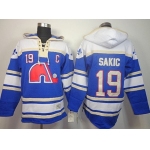 Old Time Hockey Quebec Nordiques #19 Joe Sakic Navy Blue Hoodie