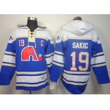 Old Time Hockey Quebec Nordiques #19 Joe Sakic Navy Blue Hoodie