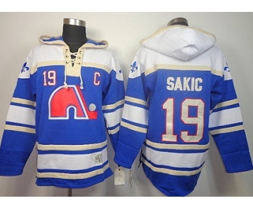 Old Time Hockey Quebec Nordiques #19 Joe Sakic Navy Blue Hoodie