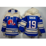 Old Time Hockey Quebec Nordiques #19 Joe Sakic Navy Blue Kids Hoodie