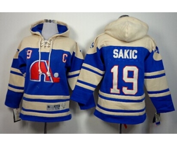 Old Time Hockey Quebec Nordiques #19 Joe Sakic Navy Blue Kids Hoodie