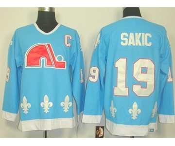 Quebec Nordiques #19 Joe Sakic Light Blue Throwback CCM Jersey