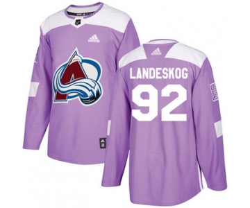 Adidas Avalanche #92 Gabriel Landeskog Purple Authentic Fights Cancer Stitched NHL Jersey