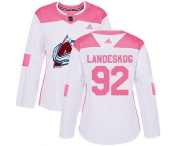 Adidas Colorado Avalanche #92 Gabriel Landeskog White Pink Authentic Fashion Women's Stitched NHL Jersey