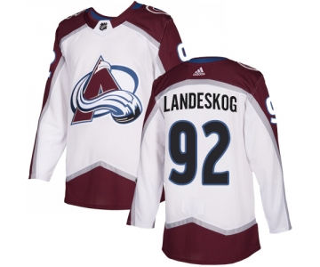 Men's Colorado Avalanche #92 Gabriel Landeskog Adidas White Away Authentic NHL Jersey