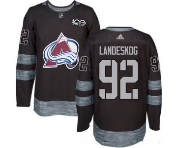 Men's Colorado Avalanche #92 Gabriel Landeskog Black 100th Anniversary Stitched NHL 2017 adidas Hockey Jersey