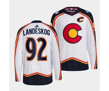 Men's Colorado Avalanche #92 Gabriel Landeskog White 2022-23 Reverse Retro Stitched Jersey