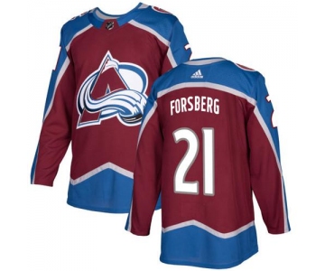 Adidas Colorado Avalanche #21 Peter Forsberg Burgundy Home Authentic Stitched NHL Jersey