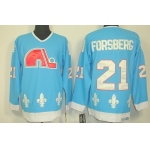 Quebec Nordiques #21 Peter Forsberg Light Blue Throwback CCM Jersey