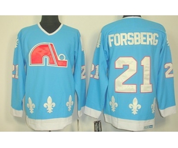 Quebec Nordiques #21 Peter Forsberg Light Blue Throwback CCM Jersey