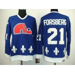 Quebec Nordiques #21 Peter Forsberg Navy Blue Throwback CCM Jersey