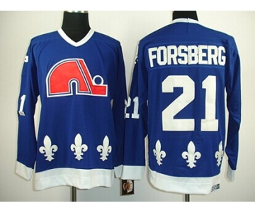 Quebec Nordiques #21 Peter Forsberg Navy Blue Throwback CCM Jersey