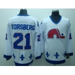 Quebec Nordiques #21 Peter Forsberg White Throwback CCM Jersey