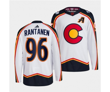 Men's Colorado Avalanche #96 Mikko Rantanen White 2022-23 Reverse Retro Stitched Jersey