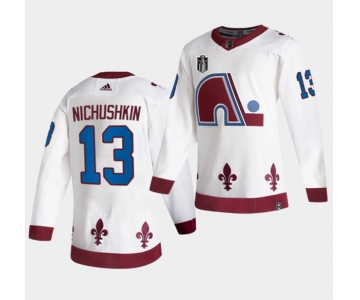 Men's Colorado Avalanche #13 Valeri Nichushkin White 2022 Stanley Cup Final Patch Reverse Retro Stitched Jersey