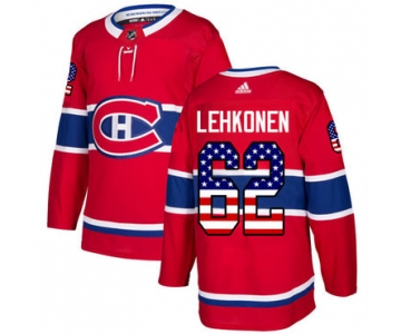 Adidas Canadiens #62 Artturi Lehkonen Red Home Authentic USA Flag Stitched NHL Jersey