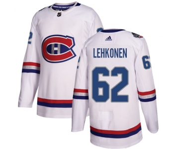 Adidas Canadiens #62 Artturi Lehkonen White Authentic 2017 100 Classic Stitched NHL Jersey