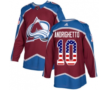 Adidas Avalanche #10 Sven Andrighetto Burgundy Home Authentic USA Flag Stitched NHL Jersey