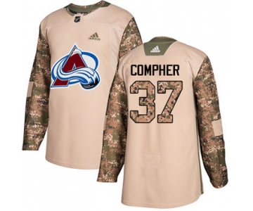 Adidas Avalanche #37 J.T. Compher Camo Authentic 2017 Veterans Day Stitched NHL Jersey