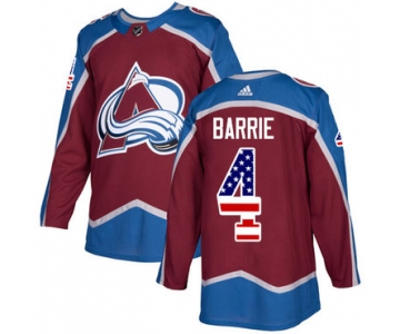 Adidas Avalanche #4 Tyson Barrie Burgundy Home Authentic USA Flag Stitched NHL Jersey