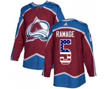 Adidas Avalanche #5 Rob Ramage Burgundy Home Authentic USA Flag Stitched NHL Jersey