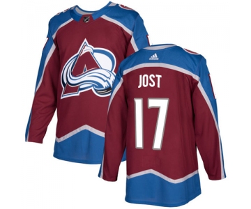 Adidas Colorado Avalanche #17 Tyson Jost Burgundy Home Authentic Stitched NHL Jersey