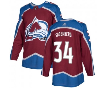 Adidas Colorado Avalanche #34 Carl Soderberg Burgundy Home Authentic Stitched NHL Jersey