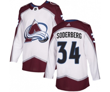 Adidas Colorado Avalanche #34 Carl Soderberg White Away Authentic Stitched NHL Jersey