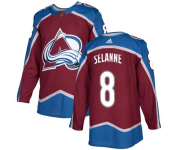 Adidas Colorado Avalanche #8 Teemu Selanne Burgundy Home Authentic Stitched NHL Jersey