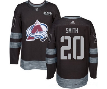 Men's Colorado Avalanche #20 Ben Smith Black 100th Anniversary Stitched NHL 2017 adidas Hockey Jersey