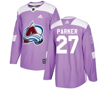 Men's Colorado Avalanche #27 Scott Parker Adidas Authentic Fights Cancer Practice Purple Jersey