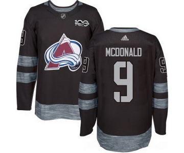 Men's Colorado Avalanche #9 Lanny McDonald Black 100th Anniversary Stitched NHL 2017 adidas Hockey Jersey