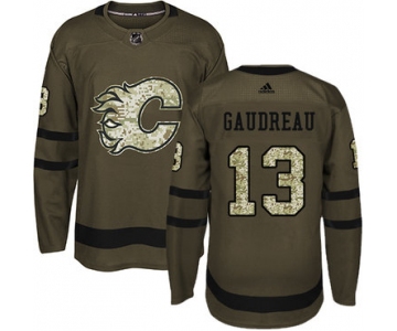 Adidas Flames #13 Johnny Gaudreau Green Salute to Service Stitched Youth NHL Jersey