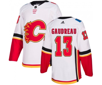 Men's Adidas Calgary Flames #13 Johnny Gaudreau White Away Authentic NHL Jersey