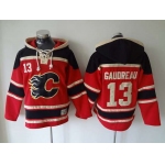 Men's Calgary Flames #13 Johnny Gaudreau Old Time Hockey Red Hoodie