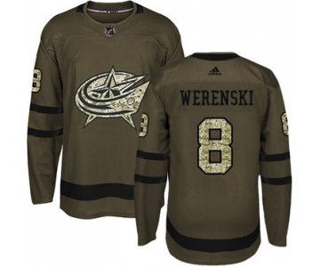 Adidas Blue Jackets #8 Zach Werenski Green Salute to Service Stitched Youth NHL Jersey