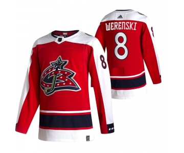 Columbus Blue Jackets #8 Zach Werenski Red Men's Adidas 2020-21 Reverse Retro Alternate NHL Jersey