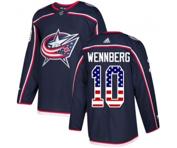 Adidas Blue Jackets #10 Alexander Wennberg Navy Blue Home Authentic USA Flag Stitched NHL Jersey