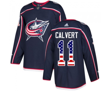Adidas Blue Jackets #11 Matt Calvert Navy Blue Home Authentic USA Flag Stitched NHL Jersey