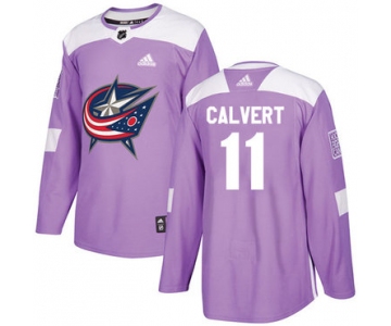 Adidas Blue Jackets #11 Matt Calvert Purple Authentic Fights Cancer Stitched NHL Jersey