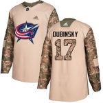 Adidas Blue Jackets #17 Brandon Dubinsky Camo Authentic 2017 Veterans Day Stitched NHL Jersey