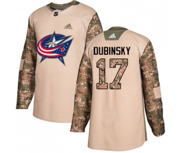 Adidas Blue Jackets #17 Brandon Dubinsky Camo Authentic 2017 Veterans Day Stitched NHL Jersey
