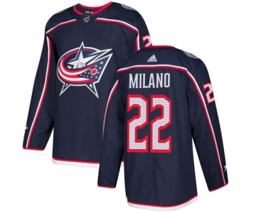 Adidas Blue Jackets #22 Sonny Milano Navy Blue Home Authentic Stitched NHL Jersey