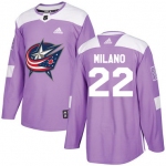 Adidas Blue Jackets #22 Sonny Milano Purple Authentic Fights Cancer Stitched NHL Jersey