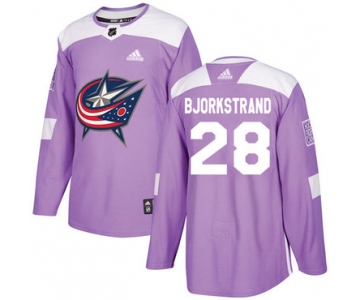 Adidas Blue Jackets #28 Oliver Bjorkstrand Purple Authentic Fights Cancer Stitched NHL Jersey