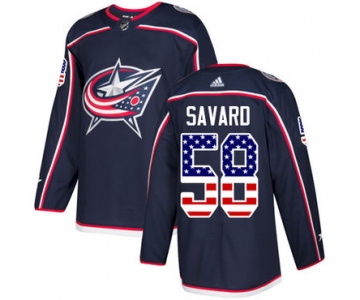 Adidas Blue Jackets #58 David Savard Navy Blue Home Authentic USA Flag Stitched NHL Jersey