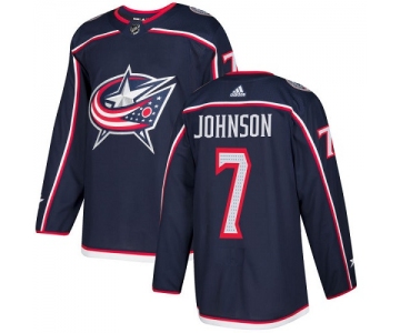 Adidas Blue Jackets #7 Jack Johnson Navy Blue Home Authentic Stitched NHL Jersey