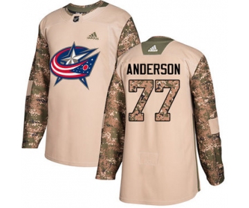 Adidas Blue Jackets #77 Josh Anderson Camo Authentic 2017 Veterans Day Stitched NHL Jersey