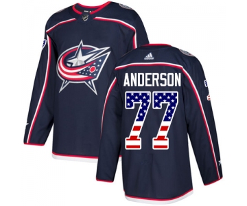 Adidas Blue Jackets #77 Josh Anderson Navy Blue Home Authentic USA Flag Stitched NHL Jersey