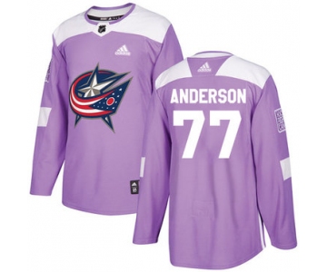 Adidas Blue Jackets #77 Josh Anderson Purple Authentic Fights Cancer Stitched NHL Jersey